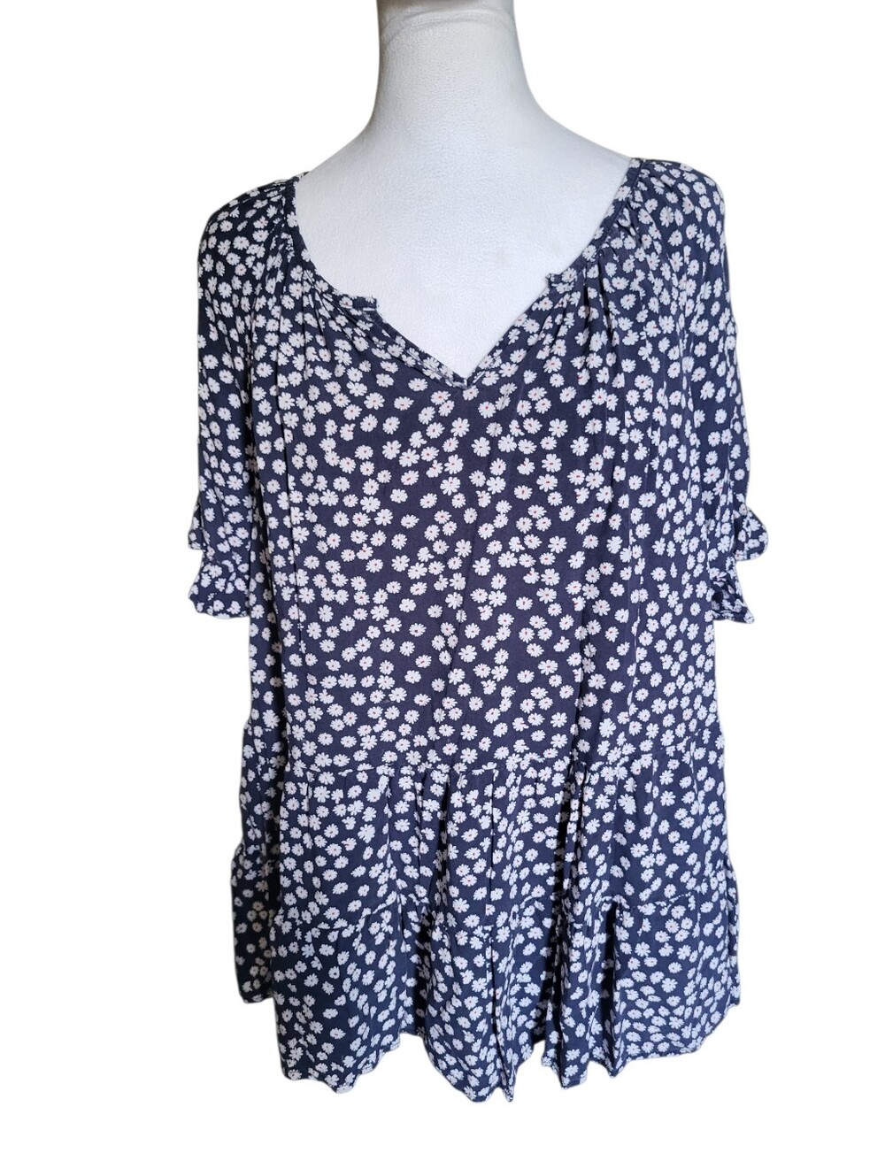 Beachlunchlounge Floral Top Blue sz L